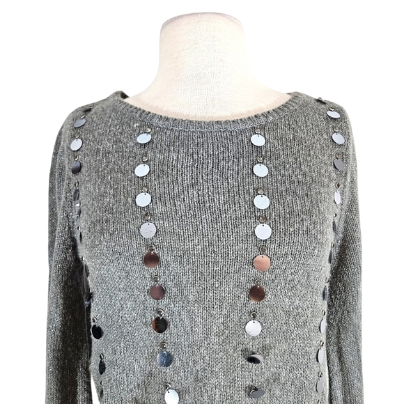 Chico's Gray Grey Paillette Sequin Sweater - Picture 4 of 10